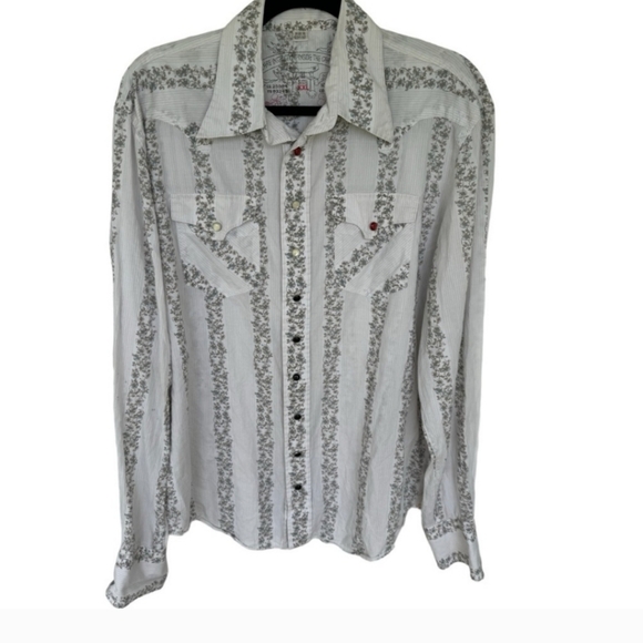 Diesel men’s floral long sleeve pearl snap cotton long sleeve western shirt XXL - Picture 1 of 10